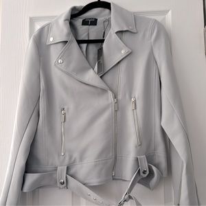 Tahari T Moto Jacket NWT Light Blue LARGE